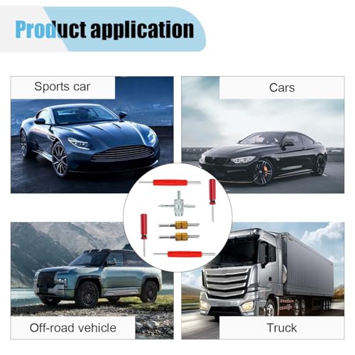 7PCS Tire Valve Stem Removal Tool Kit, 4-Way Single & Dual Head Schrader Valve Core Remover Wrench for Tire Repair Installation, Multi-Function Tools for Car Bike Truck RV HVAC Air Conditioner