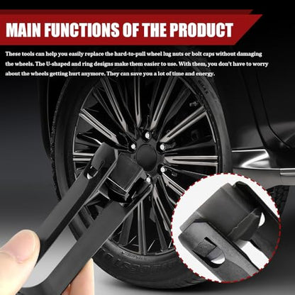 3PCS Car Wheel Hub Bolt Nut Cover Removal Tool, Lug Nut Removal Tool, 3 Styles Lug Cap Cover Remover Set, Car Accessories Wheel Hub Puller & Bolt Cap Remover Hook Universal for Most Vehicles