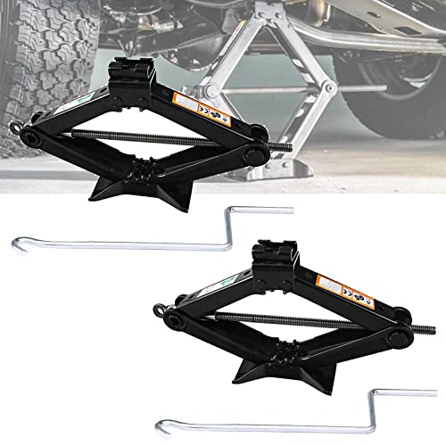 2 Pack Car Scissor Jack Lift Leveling with Crank Handle Roadside Emergency Tool Kit for Toyota Camry Corolla Prius Vios, Portable Car Jack Steel Construction Camper Jack, 2-Ton Max. 15.16" Work Height - size: 2 Ton Scissor jack (2 pack)