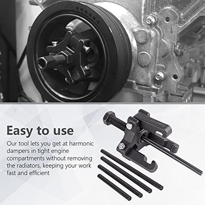 Harmonic Balancer Puller Set Remove Damper Pulley Puller 6PC Set Compatible with Ford, GM, Chrysler, Cadillac, Chevy Trucks, Mitsubishi