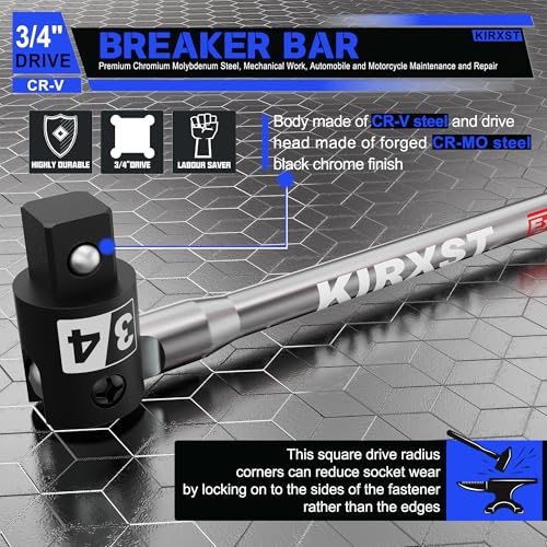 41-Inch 3/4” Drive Breaker Bar, Heavy Duty Extension Breaker Bar, 250° Rotatable Head, Premium Chromium Molybdenum Steel, Mechanical Work, Automobile and Motorcycle Maintenance and Repair - size: 3/4" 41 in