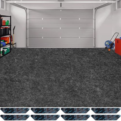 ToLanbbt Garage Floor Mat 7.5' x 20', Oil Spill Mat for Under Car Driveway Oil Drip Pad with 8P Tapes, Waterproof Backing, Leak Absorbent, Reusable, Washable, Protect Garage Floor (1P, Dark Gray) - size: 7.5'x20'