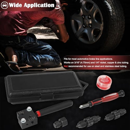 Bonbo 33260 Single/Double Flaring Tools Kit Fits for 3/16" and 1/4" Tubing on Most Vehicles - Brake Lines in Tight Spaces