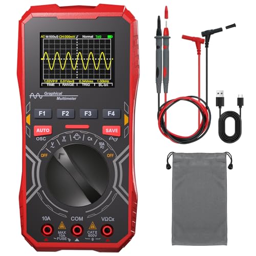 2-in-1 Handheld Oscilloscope Multimeter - 1MHz Bandwidth 2.5MS/s Sampling Rate, Digital Oscilloscope & Auto-Ranging Multimeter Combo, 2.4" Backlit Display with Probes, for Electronics DIY, Repair - size: HO-12