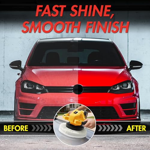 Wagan EL6404 OneVolt Cordless Polisher 10 XL Dual Action 10 Inch Buffer Kit with Dual-Handle, 6 Variable Speed 1500–3000 RPM, Includes 21V 3.0Ah Rechargeable Battery for Car Waxing and Detailing