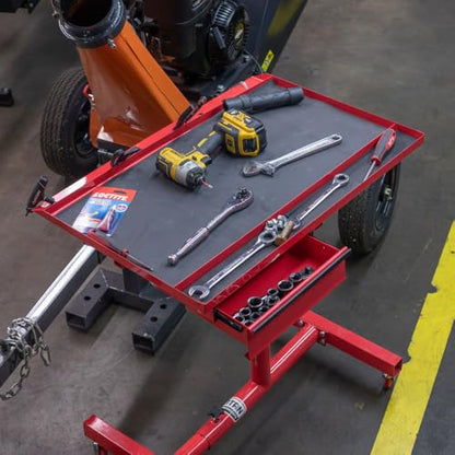 Titan Distributors Inc Adjustable Rolling Work Table with Tool Drawer Workstation for Shops Garages and Warehouses