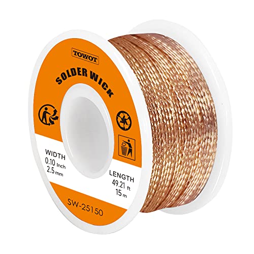 TOWOT Solder Wick, Desoldering Braid, Flux Wick, and Desoldering Wicks - Efficient and Professional Solder Removal SolutionSolution - style: 49.21ft