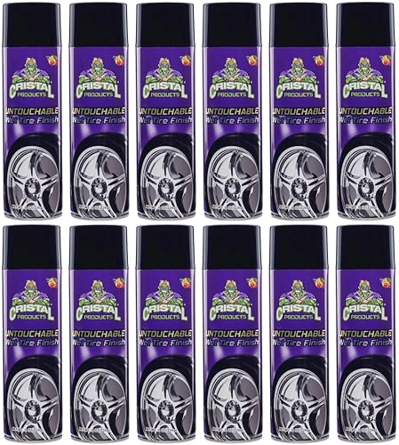 Cristal Products Untouchable Tire Shine Spray – Long-Lasting Wet Tire Finish for Deep Gloss & Protection – Waterproof Tire Shine, Easy Application, Premium Tire Cleaner Shine 8oz (12PK) - size: 8oz-12PK