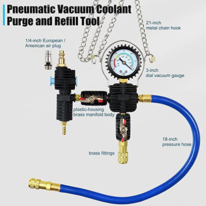 Coolant Vacuum Refill Kit, Cooling System Radiator Vacuum Purge & Fill Tool Set, Automotive Coolant Filler with Universal Adapter Hoses for Car Motorcycle Truck Airlift Use Red - color: Red Case