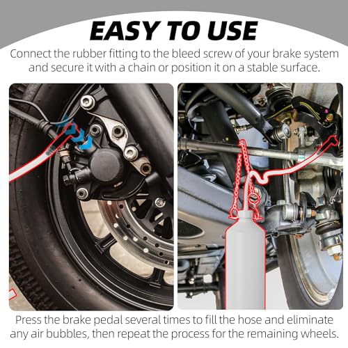 Calvana 0.8L Brake Bleeder Vacuum Pump Kit, Fluid Extractor, Master Cylinder Bleeder Kit, Brake Bleeder Bottle with 24 inch Hose and Rubber Connector, for Automotive, Motorcycle, Trailer Tools