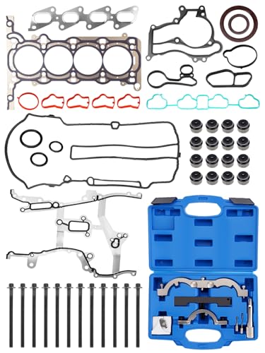1.4 Engine Cylinder Head Gasket Set with ES72474 Bolts & Turbo Engine Timing Tool Kit Compatible with 2011-2015 Chevrolet Chevy Cruze 1.4L, Full Engine Gasket Kit Replace# HS54898, HS26540PT-1