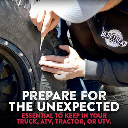 GlueTread External Patch Kit - for Tubeless Tires - No Need to Remove Tire - Kit Includes Enough Material to Patch 4 Tires - ATV Sidewall Repair Kit