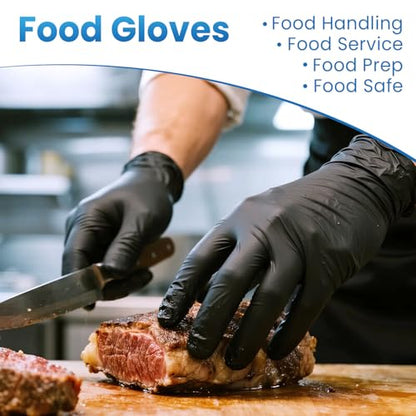 Borje Nitrile Gloves Large, 100 Count Disposable Gloves, Black, Latex & Powder-Free, 6 Mil, Medical Exam, Food Safe, Cooking, Mechanic, Automotive - size: Large