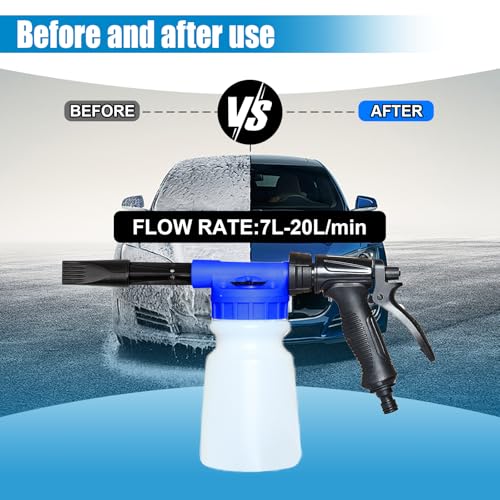 ZIMISI Car Wash Foam Gun, Foam Cannon for Hose, Professional Car Foam Sprayer with 6 Levels Foam Concentration, Spray Gun Cleaner, Connects to Any Garden Hose (Blue) - color: Blue