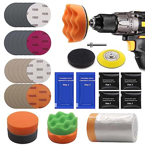 VIBRATITE 37PCS Headlight Restoration Kit, 3" Drill Sanding & Polishing Kit | Removes Cloudy Headlights, Oxidation, Yellowing and Minor Scratches, Restorer to Like-New Condition - size: 37 PCS