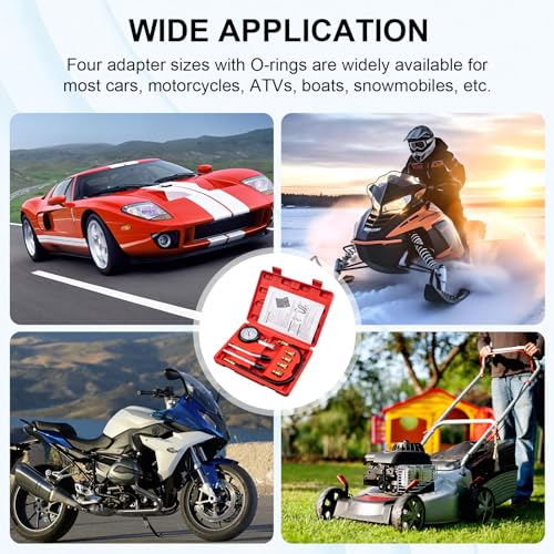 Clatoon 8pcs Petrol Engine Cylinder Compression Tester Kit, Small Engine Compression Tester Automotive Tool Gauge 0-300PSI for Testing Car Motorcycle Outboard Motor Snowmobile Chainsaw