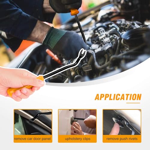 GOOACC Car Panel/Upholstery Fastener Remover Ergonomic Stainless Steel | Easily Removes Plastic Fasteners Reduces Damage to Panels and Loss of Clips Yellow - color: Yellow, size: 1Pc Remover