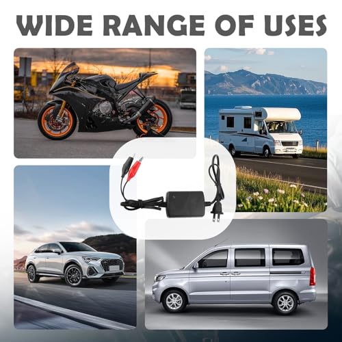 2PCS Trickle Charger for Car Battery 12V,1300mA SLA Battery Trickle Charger with Short-Circuit Protection,Universal 12V Trickles Chargers Maintainer for Cars,Motorcycles,Boats