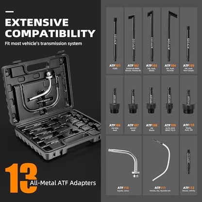 FOUR UNCLES 3L Transmission Fluid Pump Kit with 13 ATF Adapters | 3L Fluid Capacity, 13 ATF Adapters, Pressure Monitoring, Quick Release Valve, Professional Service Kit - size: 3L（13pcsAdapter）