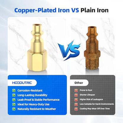 45Pcs Air Coupler & Plug Kit, Hoodutric 1/4" NPT Air Hose Fittings,Quick Connect Air Tool Fittings,Industrial Grade M/D Type Air Compressor Accessories