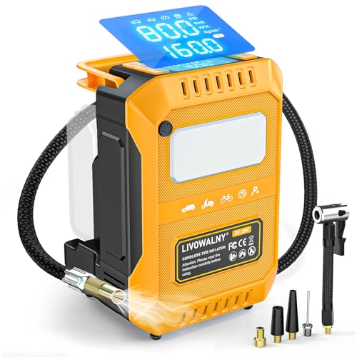 5X Faster Tire Inflator Air Compressor, LIVOWALNY 160PSI Cordless Air Pump Compatible with Dewalt 20V Battery with Digital Pressure Gauge, Deflator & Auto Shut-Off for Car, Motorcycle (Tool Only) - size: Upgrade Faster-Compatible With DeWalt