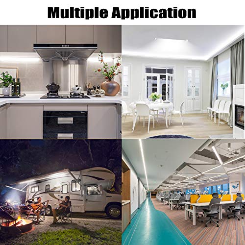 Rifachua Car 12V Interior LED Light Bar 48 LEDs Strip Lights with Switch and Magnets 6500K White Light for Car Van RV Cabinet Showcase Indoor Room Home 4 PCS Extendable - size: 4 P