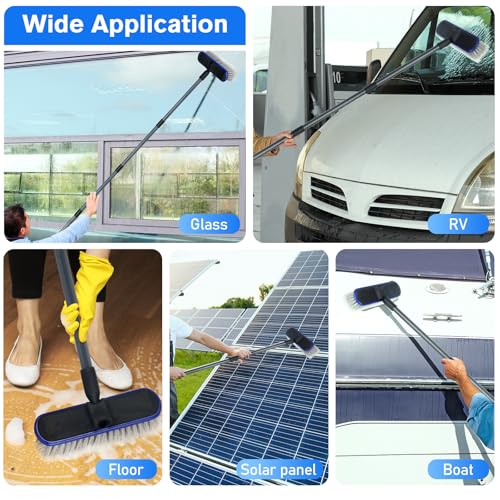 Forgrace Car Wash Brush with Long Handle 67" 170cm | Lightweight Extension Pole Handle | Multipurpose Broom Kit, For RV Boat Truck SUV Caravan Solar Panel House Siding Sweep Snow