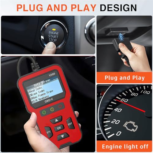 OBD V300 2 Scanner Check Engine Clear Code Reader Live Data Freeze Frame I/M Readiness Vehicle VIN Lookup Emissions Test Battery Voltage Test Works on All 1996 and Newer Gas only Vehicles