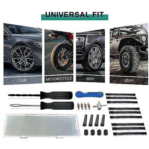 TT-M26 Tubeless Tire Repair Kits, 26pcs Compact Tire Puncture Repair Kit, Tire Repair Tools and Tire Repair Plugs for Cars Motorcycles… - size: 26 PCS