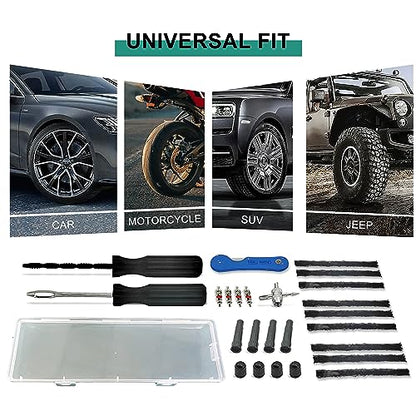 TT-M26 Tubeless Tire Repair Kits, 26pcs Compact Tire Puncture Repair Kit, Tire Repair Tools and Tire Repair Plugs for Cars Motorcycles… - size: 26 PCS
