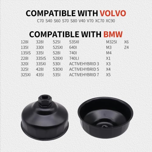 86.4mm 16 Flutes Oil Filter Wrench Compatible with BMW and Volvo with 86mm Filter Housing Caps, Removal Tool to Change Oil, Steel Socket Wrench Kit - style: 86.4mm 16 Flutes