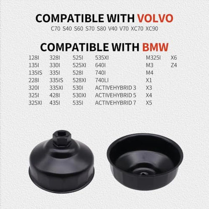 86.4mm 16 Flutes Oil Filter Wrench Compatible with BMW and Volvo with 86mm Filter Housing Caps, Removal Tool to Change Oil, Steel Socket Wrench Kit - style: 86.4mm 16 Flutes