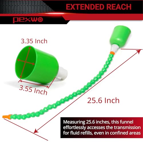 25.6 Inch Flexible Long Oil Funnel for Automotive Use, Bendable Hands-Free Transmission Fluid Spout, Universal Long Neck Filling Tool for Car Engine Oil, Coolant & Water, Reusable & Collapsible