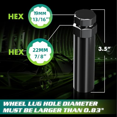 AUTOPTIM 2PCS 7 Spline Lug Nuts Socket Key - Compatible with 13/16" (21mm) and 7/8" (22mm) Hex Wrench for 20mm Hex Diameter 7 Point Wheel Nuts (M14x1.5, M14x1.75, M14x2, 9/16"-18) Truck SUV Tuner Tool - color: Black, size: 7 Spline, style: 2 Pcs