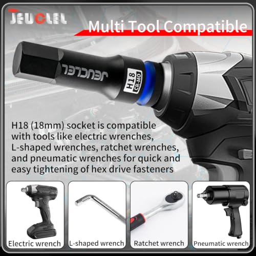 18mm Hex Impact Bit Socket, H18 1/2" Drive Allen Socket, Cr-Mo | 3-Inch, Lengthen Hex Screwdriver Adapter for Electric Ratchet Wrenches Fastening Screws, Socket Wrench, Head Drill - size: 1PC | H18 18MM