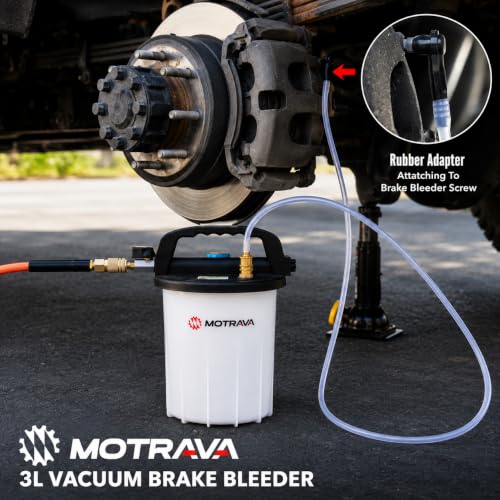 3L Brake Bleeder Kit, One-Person Pneumatic Vacuum Brake Bleeding Tool with 1L Refill Bottle for Brake & Clutch Systems, Cars, Trucks & Motorcycles
