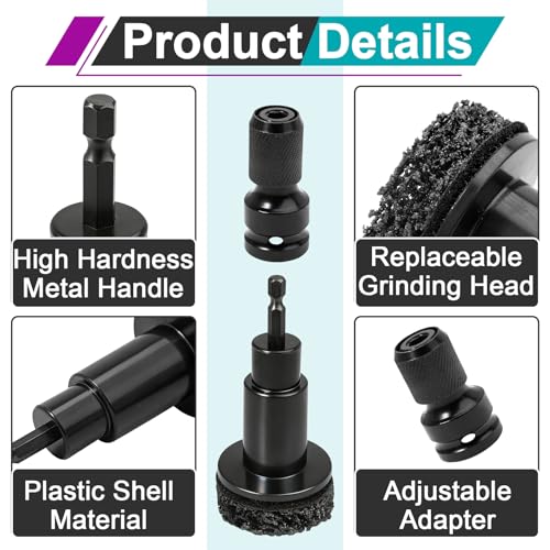 2 Sets Wheel Hub Cleaning Kit Fits 1/2" Impact Driven Wrenches | Washable Reusable Filters, with Cleaning Brush (Black), Quickly Remove Rust from Studs and Brake Discs, Premium Materials