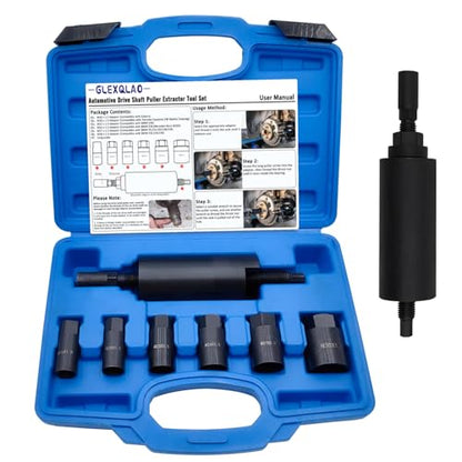 Drive Shaft Puller Extractor Tool Set Compatible with BMW Porsche Subaru VW E32 X5, 7PCS CV Axle Shaft Pulley Puller Removal Kit with 6 Adapters (M16, M20, M22, M24, M27, M30)