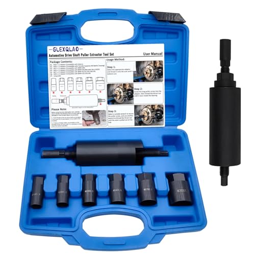 Drive Shaft Puller Extractor Tool Set Compatible with BMW Porsche Subaru VW E32 X5, 7PCS CV Axle Shaft Pulley Puller Removal Kit with 6 Adapters (M16, M20, M22, M24, M27, M30)