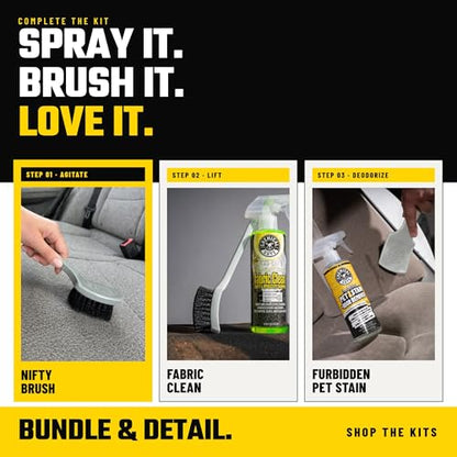 Chemical Guys, The Nifty Interior Detailing Brush, Synthetic Bristle Scrub Tool for Car Carpet Floor Mats Upholstery Trunk Liners, Auto Cabin Cleaning Brush with Ergonomic Short Handle - Grey - size: 1 Pack