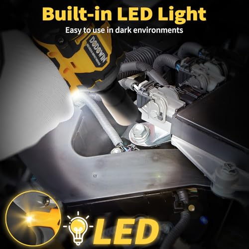 dodowin Cordless 1/2 inch Brushless Impact Wrench, Max Torque 236Ft-lbs(320N.m) High Brushless Electric Impact Gun，for Car Home,Power Impact Driver with 4-Mode Speed, LED Work Light，1 Battery