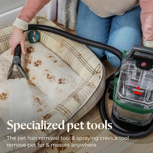 BISSELL Little Green Pet Pro Portable Carpet and Upholstery Deep Cleaner, Car/Auto Detailer with Self-Cleaning Tough Stain, Pet Hair Removal, Crevice Tool (3909) - style: Little Green Pro