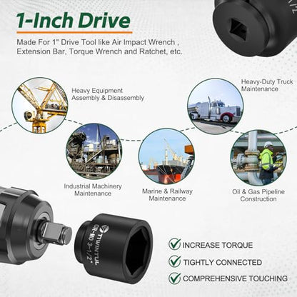 3-1/2" Impact Socket 1" Drive, 6 Point Design, CR-MO for Mining | Jumbo Impact Socket, ANSI Certified, Heavy Duty Socket 1 Inch Drive for Offshore, Heavy Truck & Industrial Use - size: 3-1/2"(1 PCS)