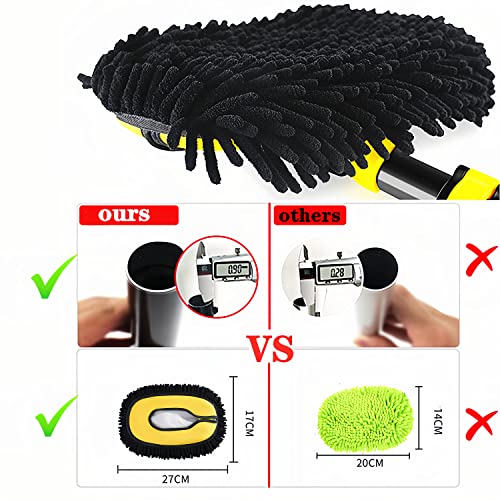 MVEQRRN 15° Curved Chenille Car Wash Brush Mop with Long Handle(Yellow) | Chenille car wash mop accessories, cleaning brush supplies, microfiber replacement head, for cars trucks RV - color: Yellow-003