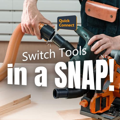 POWERTEC Power Tool Hose Kit with 16’ Vacuum Hose, 4 Quick Change Adapters & Threaded Coupler – Dust Collector Hose Kit for Connecting Table Saw, Power Tools to Shop Vacuums and Dust Collection System - size: 16 Ft. Hose Kit