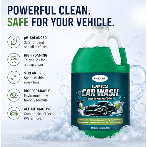 Car Wash Soap – Super Suds High Foaming- 128oz- USA - Deep Cleaning | Foam Cannon or Bucket Use | Cars, Trucks & more |pH-Balanced, Streak-Free | Removes Dirt & Grime | Concentrated car shampoo -