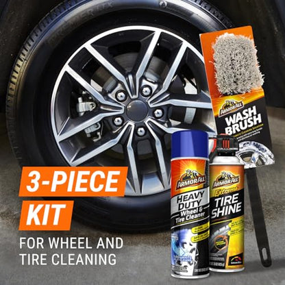 Armor All Wheel and Tire Cleaner and Tire Shine Kit, Heavy Duty Car Wheel Cleaner, Extreme Tire Shine Spray and Wash Brush - 3 Count - style: Heavy Duty Wheel Cleaner & Tire Shine Kit