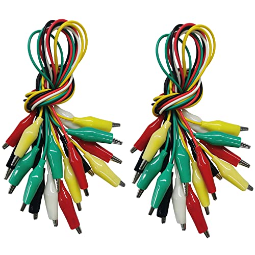 Alligator Clips Electrical, 20PCS Preminum Test Leads with Crocodile Clips, 5 Colors Jumper Wires Kit with Testing Probes for Electrical Testing with Dual Ended Insulators for Circuit Connection - size: 20pcs