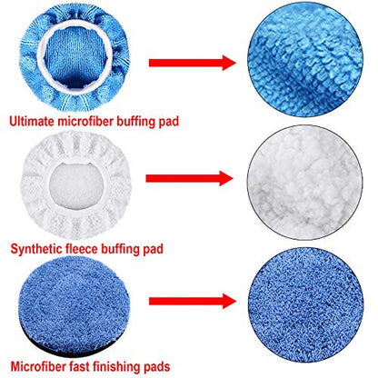 SIQUK 13 Pieces Buffing Pads 7 Inch Car Polishing Pad Kit Foam Wax Polisher Pads Car Buffer Attachment for Drill - size: 7 Inch
