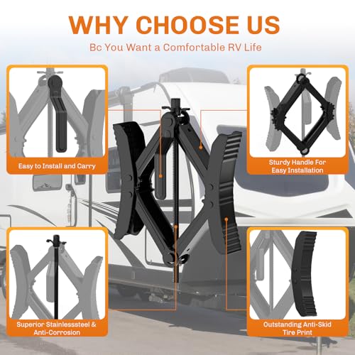 WELLUCK Camper Wheel Chock Stabilizer 2 Sets for RV Travel Trailer Heavy Duty X-Shaped RV Chocks Anti-Move Tire Wheel Chock, Fits 3.5" to 12" Wheel Gaps